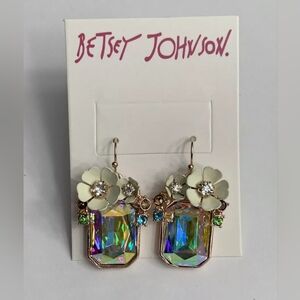 Betsey Johnson Flower Cluster Stone Earrings